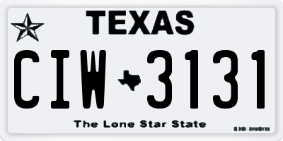TX license plate CIW3131