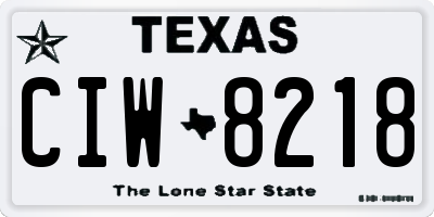 TX license plate CIW8218