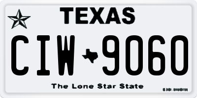 TX license plate CIW9060