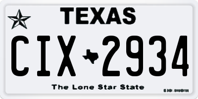 TX license plate CIX2934