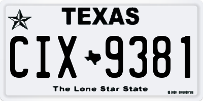 TX license plate CIX9381