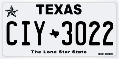 TX license plate CIY3022