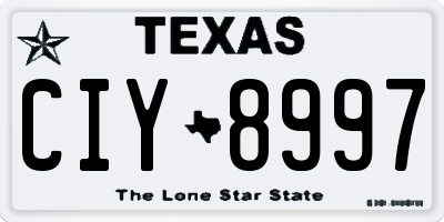 TX license plate CIY8997