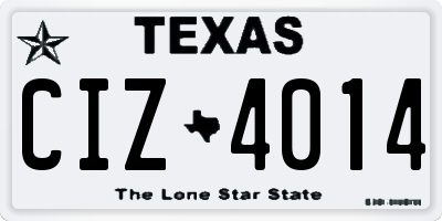 TX license plate CIZ4014