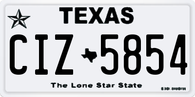 TX license plate CIZ5854