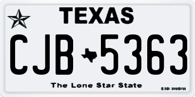 TX license plate CJB5363