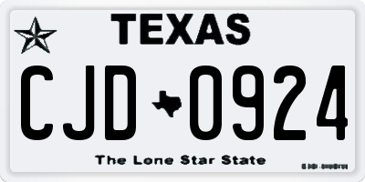TX license plate CJD0924