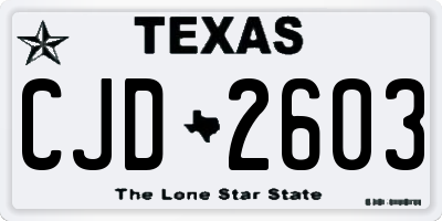 TX license plate CJD2603