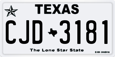 TX license plate CJD3181