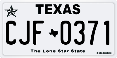 TX license plate CJF0371
