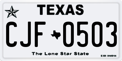 TX license plate CJF0503