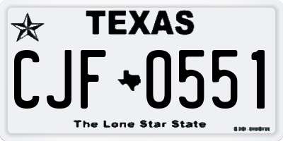 TX license plate CJF0551
