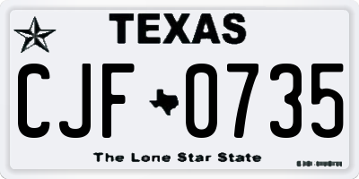 TX license plate CJF0735