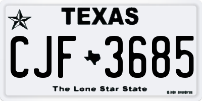 TX license plate CJF3685