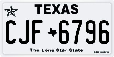 TX license plate CJF6796