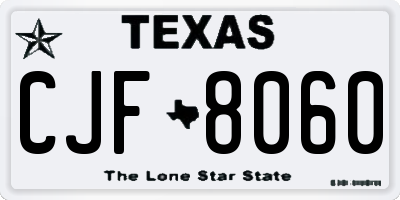 TX license plate CJF8060
