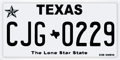 TX license plate CJG0229