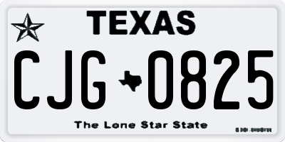 TX license plate CJG0825