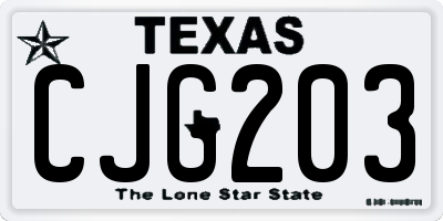 TX license plate CJG203