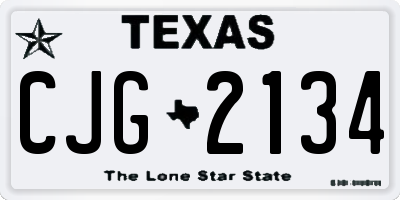 TX license plate CJG2134