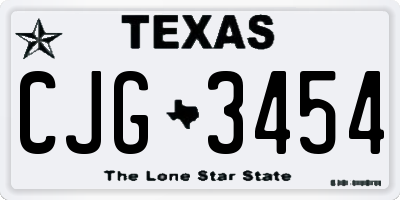 TX license plate CJG3454
