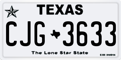 TX license plate CJG3633