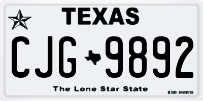 TX license plate CJG9892