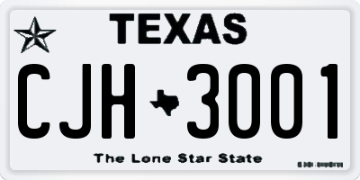 TX license plate CJH3001