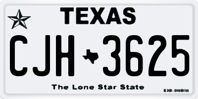 TX license plate CJH3625