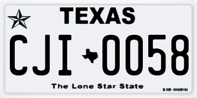 TX license plate CJI0058