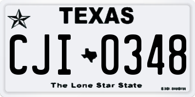 TX license plate CJI0348