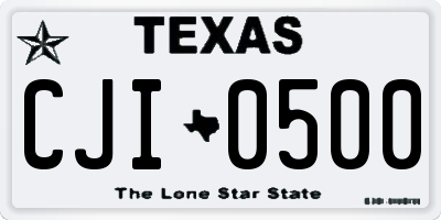 TX license plate CJI0500