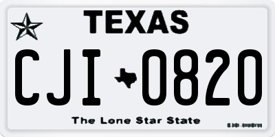 TX license plate CJI0820