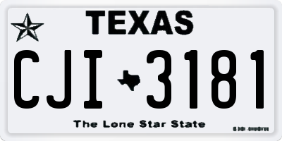 TX license plate CJI3181