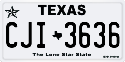 TX license plate CJI3636