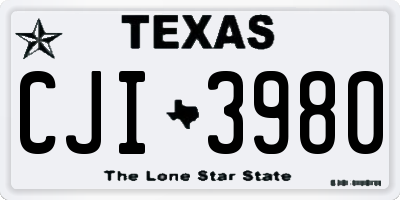 TX license plate CJI3980