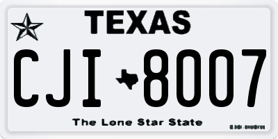 TX license plate CJI8007