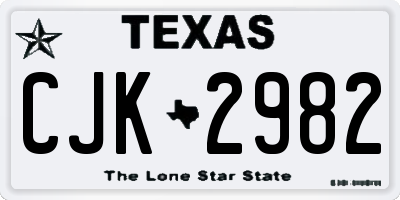 TX license plate CJK2982