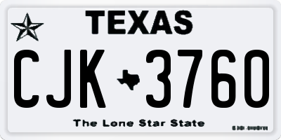 TX license plate CJK3760