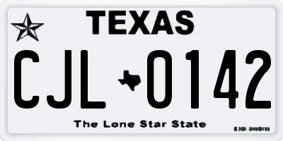 TX license plate CJL0142