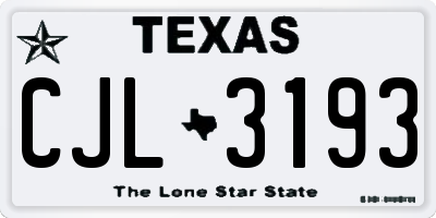 TX license plate CJL3193