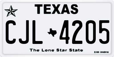 TX license plate CJL4205