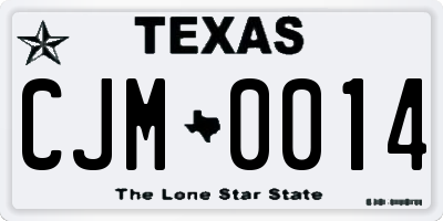 TX license plate CJM0014