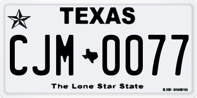TX license plate CJM0077