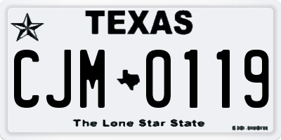 TX license plate CJM0119