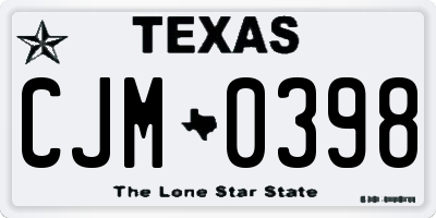 TX license plate CJM0398