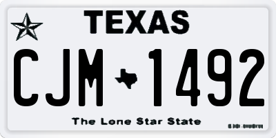 TX license plate CJM1492