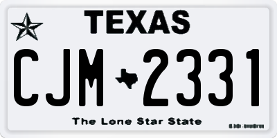 TX license plate CJM2331