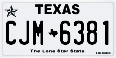 TX license plate CJM6381