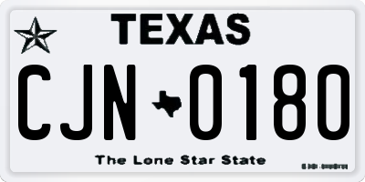TX license plate CJN0180